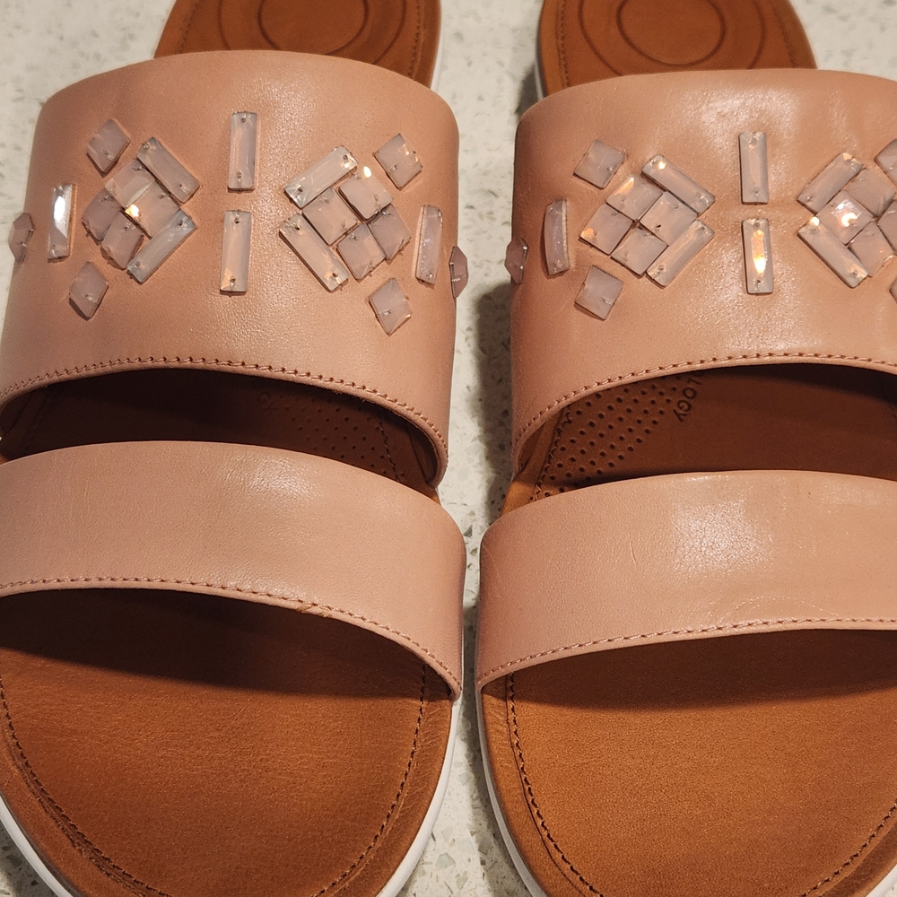 Fitflop Pink and Brown Sandals with Double Strap Design